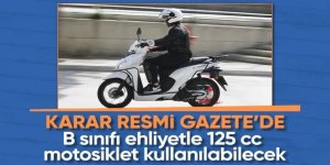 125 cc'nin altındaki motorlar B ehliyetle kullanılabilecek