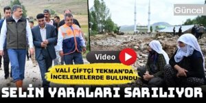 Vali Çiftçi, selden etkilen Tekman ilçesinde incelemelerde bulundu