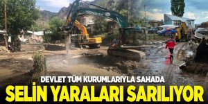 Erzurum'da selin yararları sarılıyor