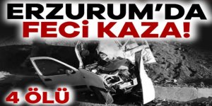 Erzurum’da feci kaza! Ambulans ve hafif ticari araç kafa kafaya çarpıştı: 4 ölü, 1 yaralı
