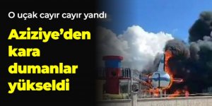 Maket uçak yandı: Aziziye'den kara dumanlar yükseldi
