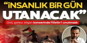 Ünlü şarkıcı Alişan Erzurum konserinde Filistin'i unutmadı!
