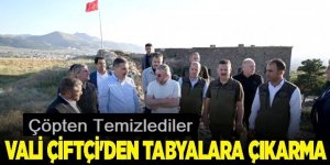 Vali Çiftçi tabyanın çöplerini tek tek topladı