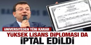 İmamoğlu'nun yüksek lisans diploması iptal edildi