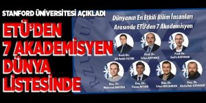 Dünyanın en etkili bilim insanları arasında ETÜ’den 7'lü