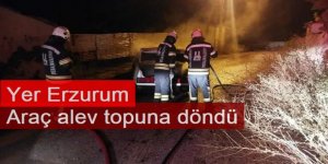 Erzurum'da Araç alev topuna döndü