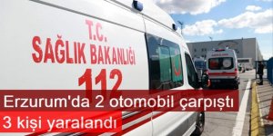 Erzurum'da 2 otomobil çarpıştı! 3 kişi yaralandı