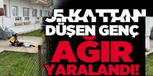 Erzurum'da 5. kattan düşen genç ağır yaralandı