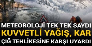 Kuvvetli yağış, kar ve çığ tehlikesine karşı uyardı