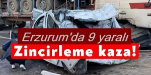 Erzurum'da 2 otomobil ve 1 kamyonetin karıştığı kazada 9 kişi yaralandı