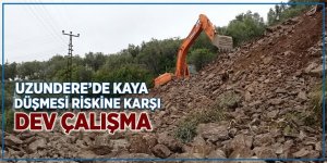 Uzundere'de kaya düşmesi riskine karşı dev çalışma