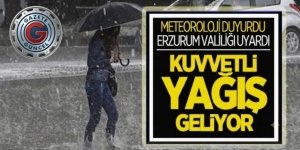 Erzurum'da yağış uyarısı