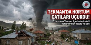 Tekman'da hortum çatıları uçurdu!